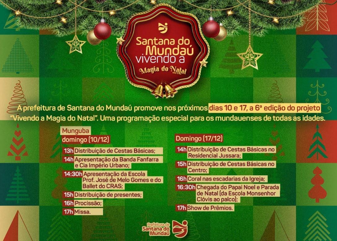 Prefeitura de Santana do Mundaú prepara 6ª edição do Vivendo a Magia do Natal