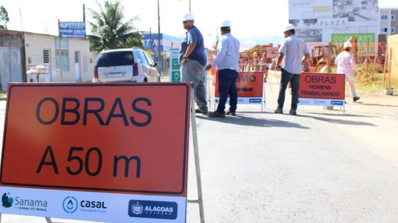 Casal e Sanama interditam Avenida Durval de Góes Monteiro para obra de implantação de coletor-tronco