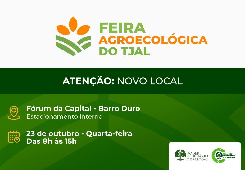 Feira agroecológica do TJAL será no Fórum do Barro Duro, nesta quarta (23)