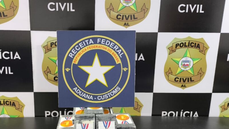 Polícia Civil e Receita Federal apreendem 20 kg de cocaína em operação conjunta em Maceió