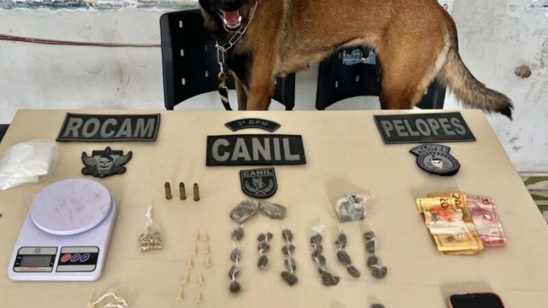 Com auxílio de cão farejador, PM prende homem em ponto de drogas em Arapiraca