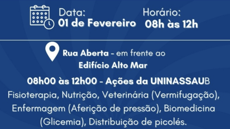 Fevereiro começa, neste domingo(1°), com ações gratuitas de saúde e esporte à beira-mar