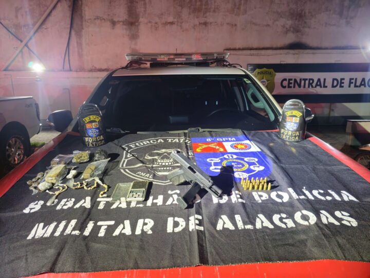 Polícia Militar prende suspeito com arma e drogas em Rio Largo