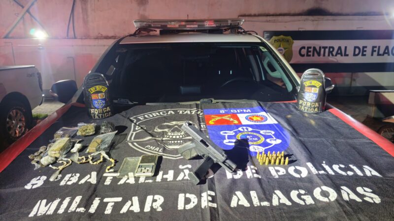 Polícia Militar prende suspeito com arma e drogas em Rio Largo